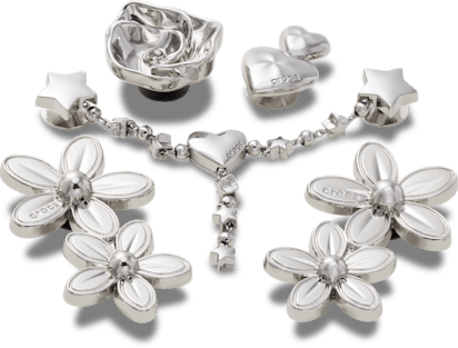 Silver Meta Floral 5 Pack
