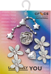 Silver Meta Floral 5 Pack